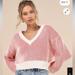 Lulus red and white striped pull over sweater